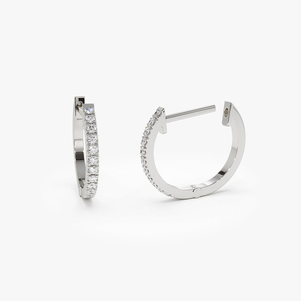 OBFJ1670 - 14K Gold Mini Diamond Huggies Earrings 5