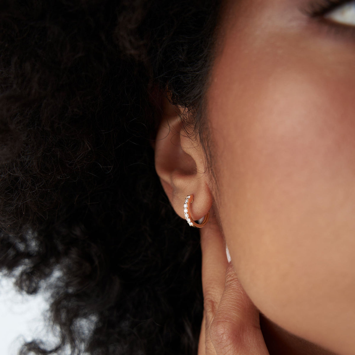 OBFJ0135 - Diamond Hoop Earrings earrings in selectable metal and diamond options - Roselle Jewelry view 3
