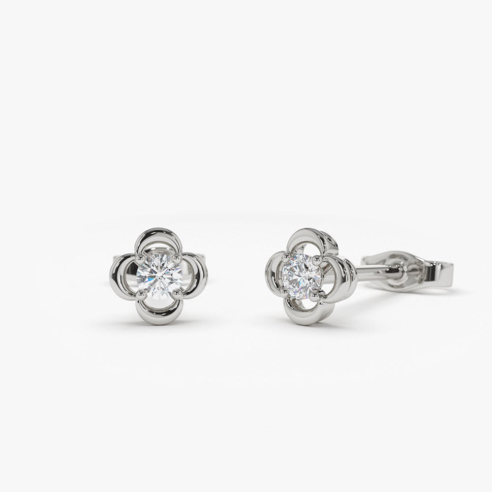 OBFJ2007 - 14k Diamond Clover Earrings 5