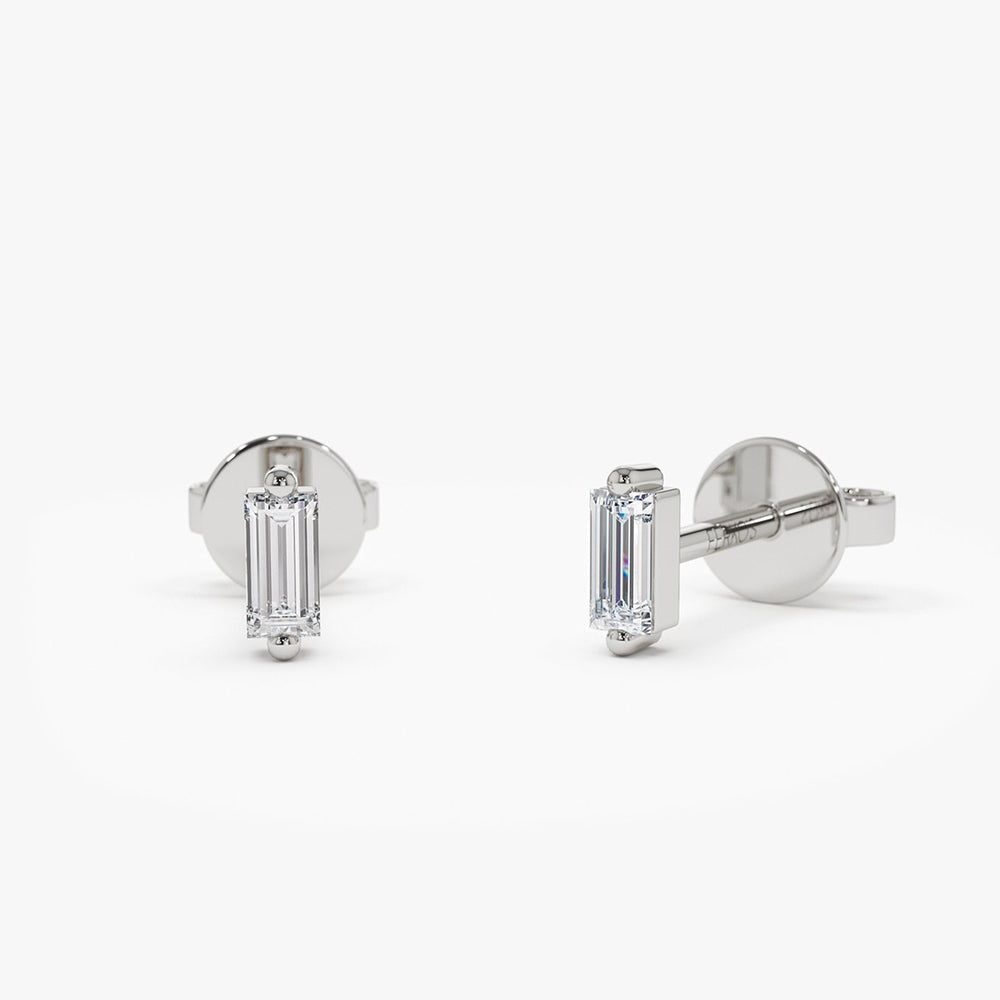 OBFJ2033 - 14k Mini Baguette Diamond Studs 5
