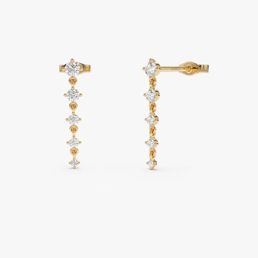 OBFJ1506 - 14k Dangling 4 Prong Diamond Drop Earrings 1
