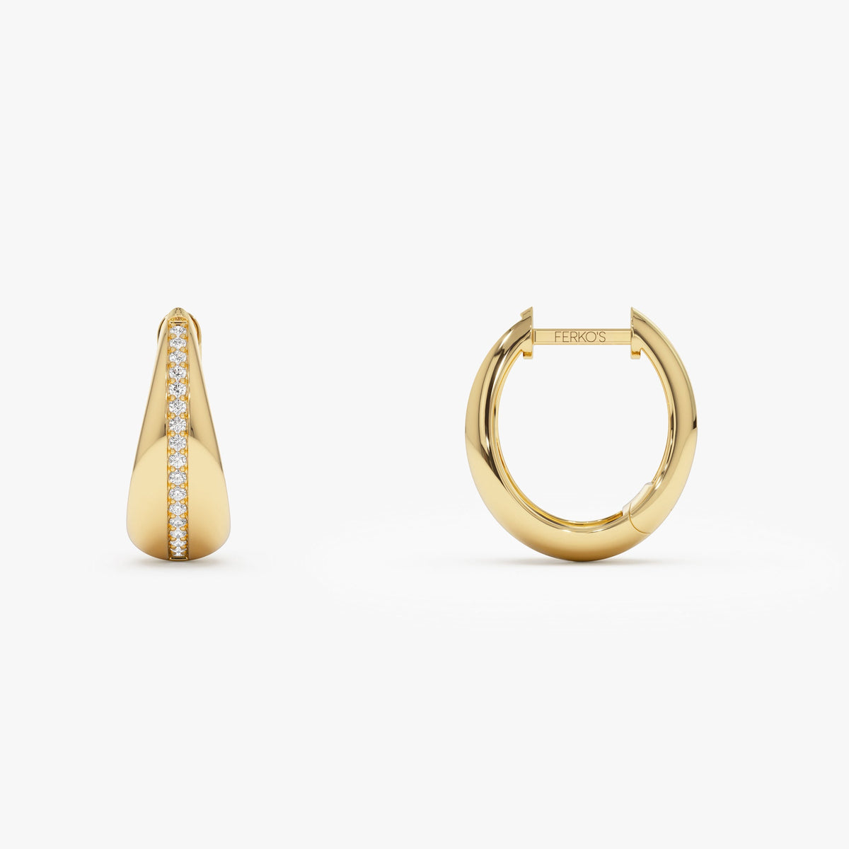 OBFJ1121 - Teardrop Diamond Hoop Earrings earrings in selectable metal and diamond options - Roselle Jewelry view 7