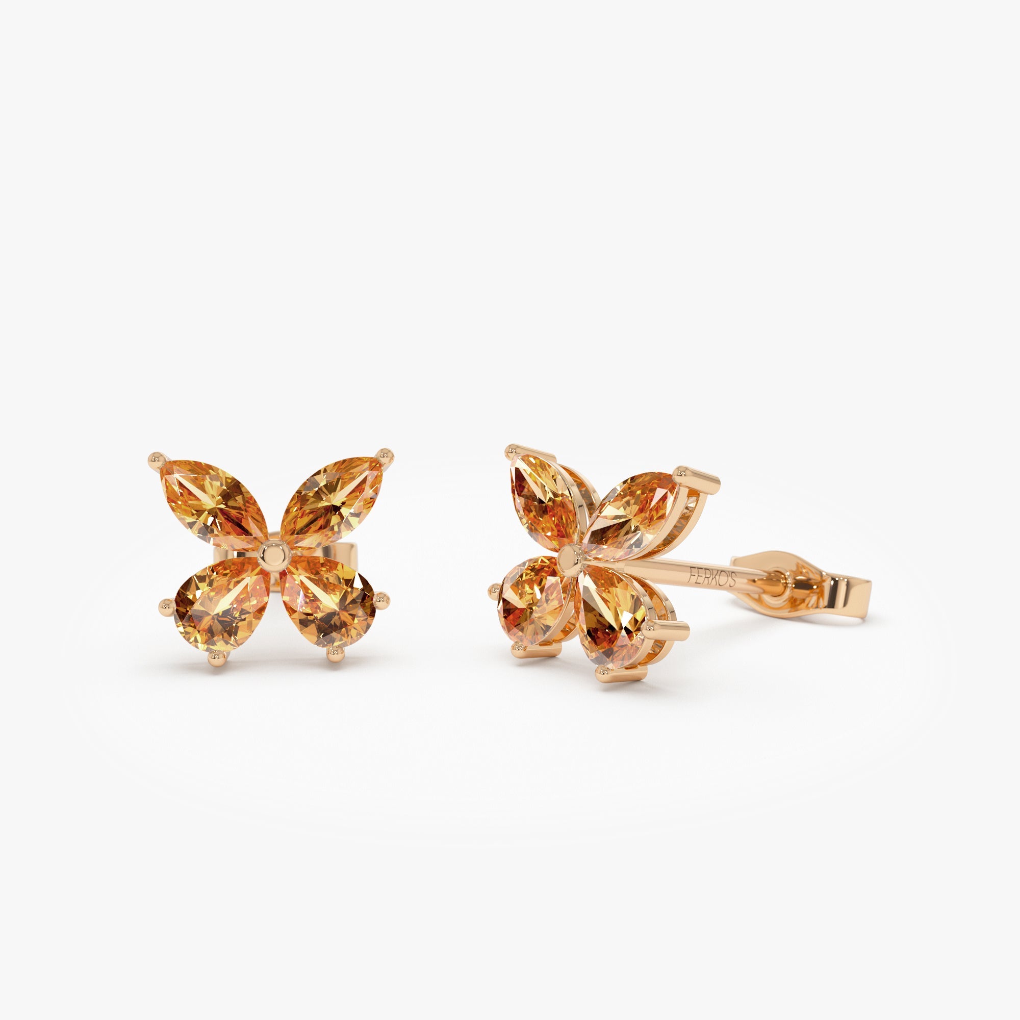 OBFJ0791 - 14K Citrine Butterfly Stud Earrings 5