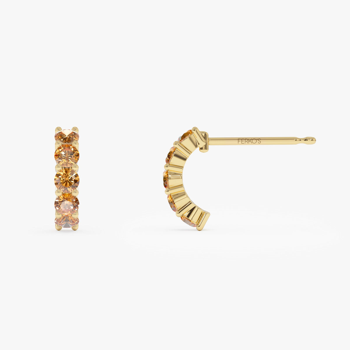 OBFJ0494 - Prong Set Citrine Half Hoops earrings in selectable metal and diamond options - Roselle Jewelry view 6