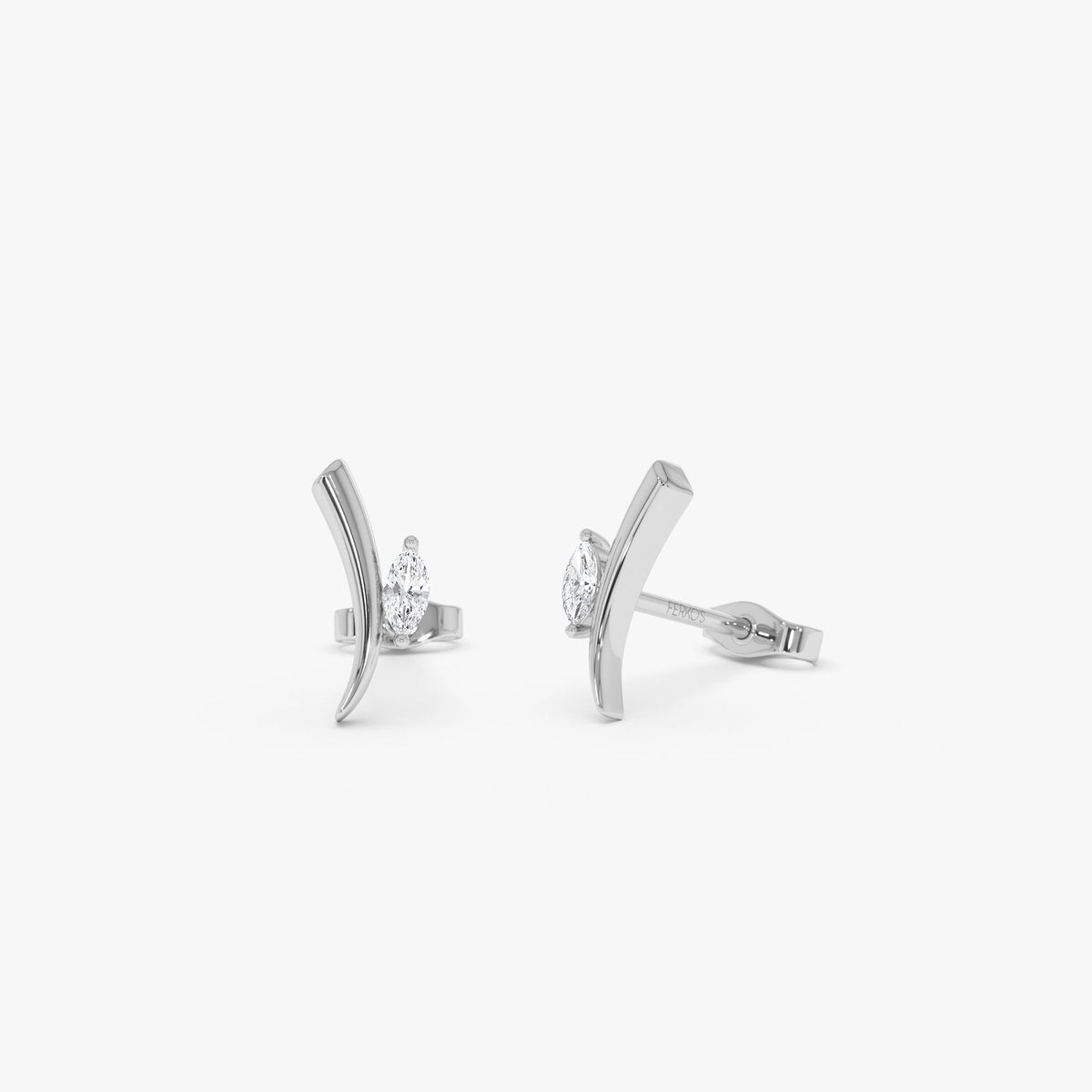 OBFJ0632 - Diamond Bar Stud Earrings earrings in selectable metal and diamond options - Roselle Jewelry view 6