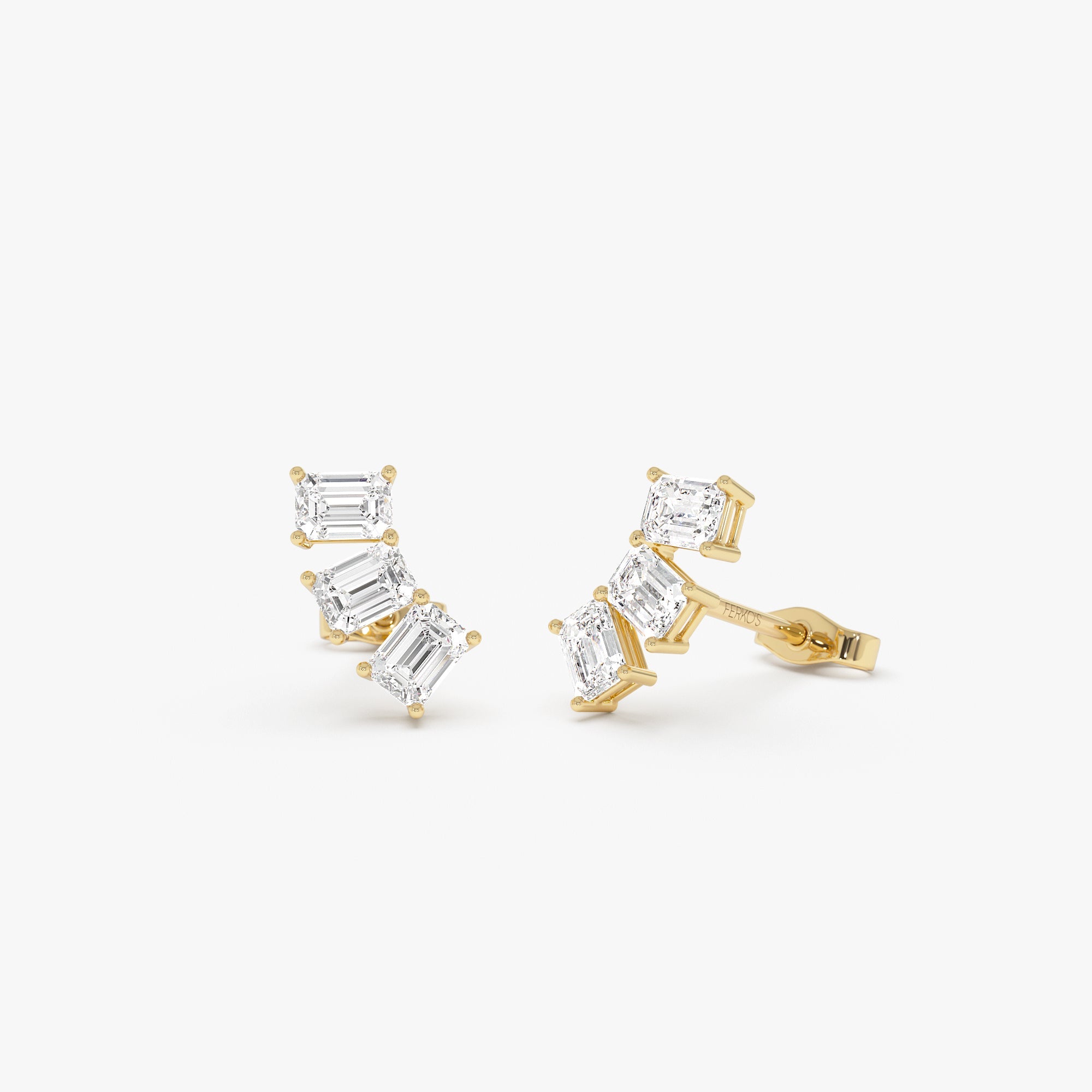 OBFJ0579 - 1.20 Ctw Lab Grown Emerald Cut Diamond Stud Earrings - Alba 8