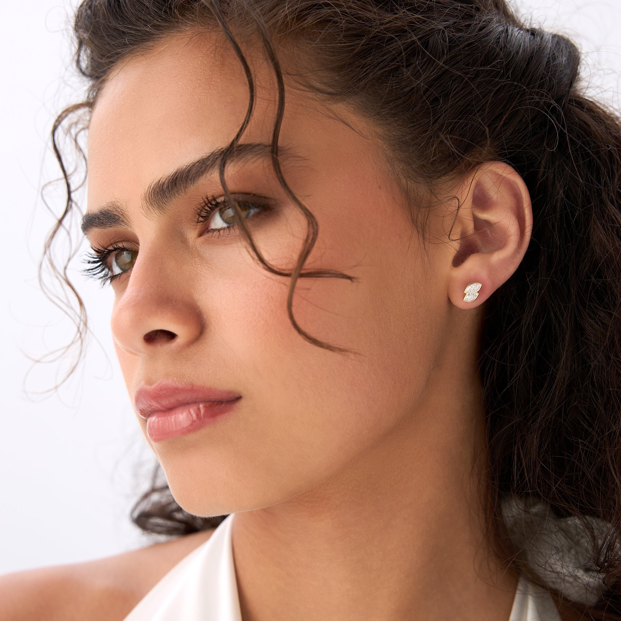 OBFJ0569 - 0.75 ctw 14k Lab Grown Marquise Shaped Diamond Double Bezel Stud Earrings - Gaia 4