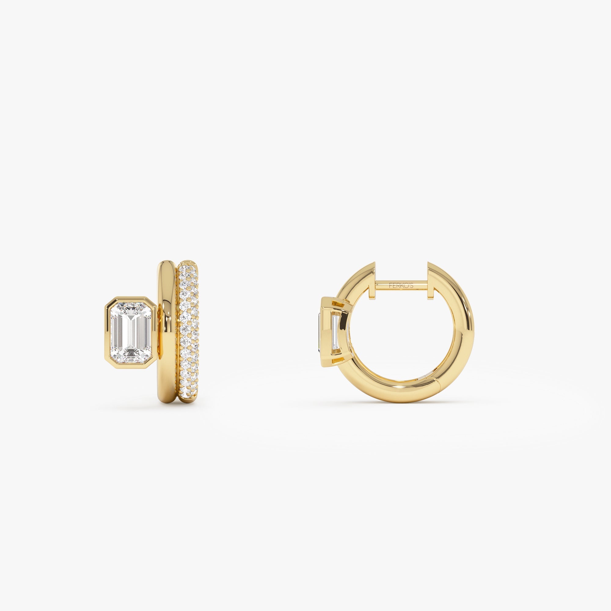 OBFJ0358 - 1.35 ctw 14k Lab Grown Emerald Cut Diamond Pavé Huggie Earrings - Gina 8