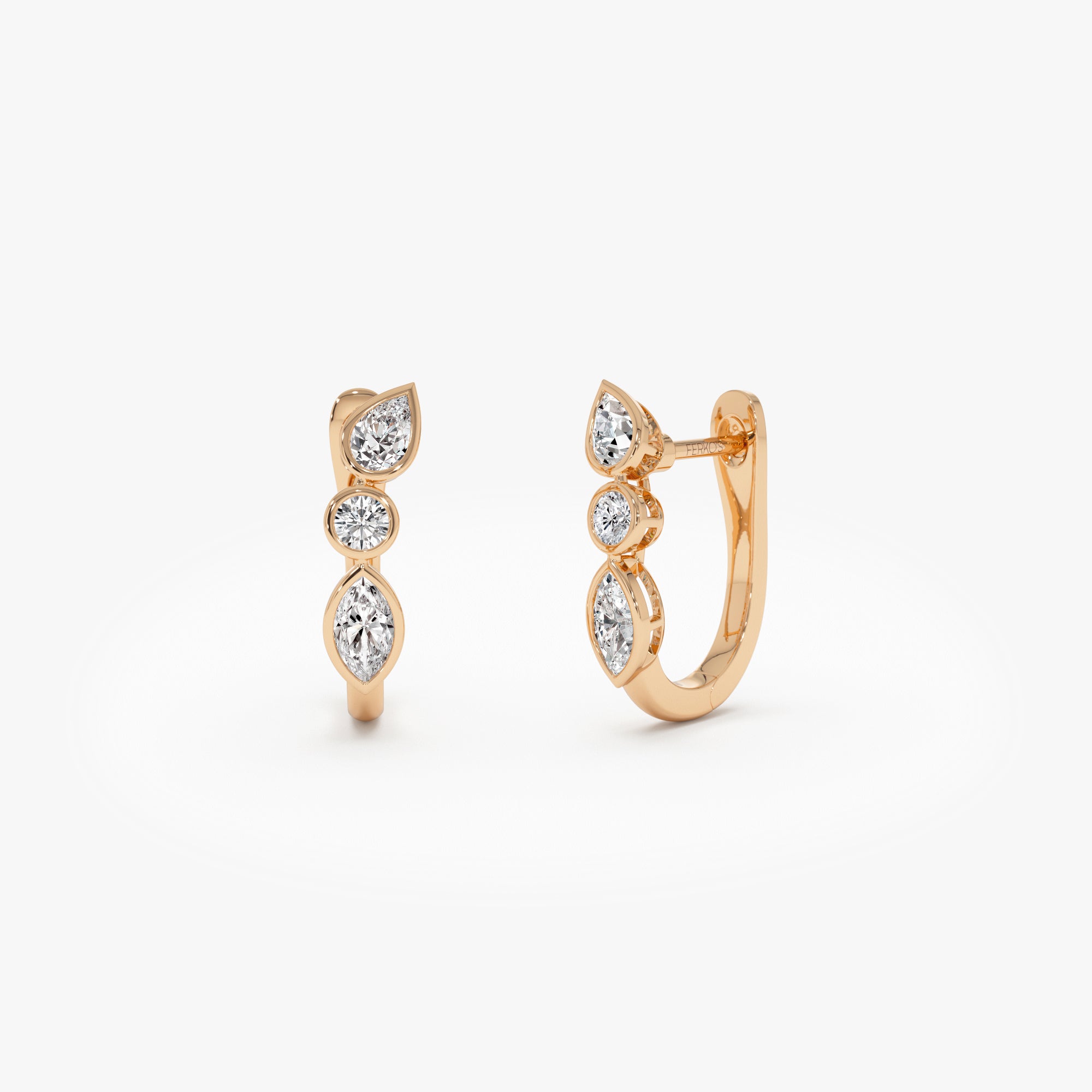 OBFJ0434 - 0.65 ctw 14k Marquise & Round Cut Lab Grown Diamond Hoop Earrings - Illaria 7