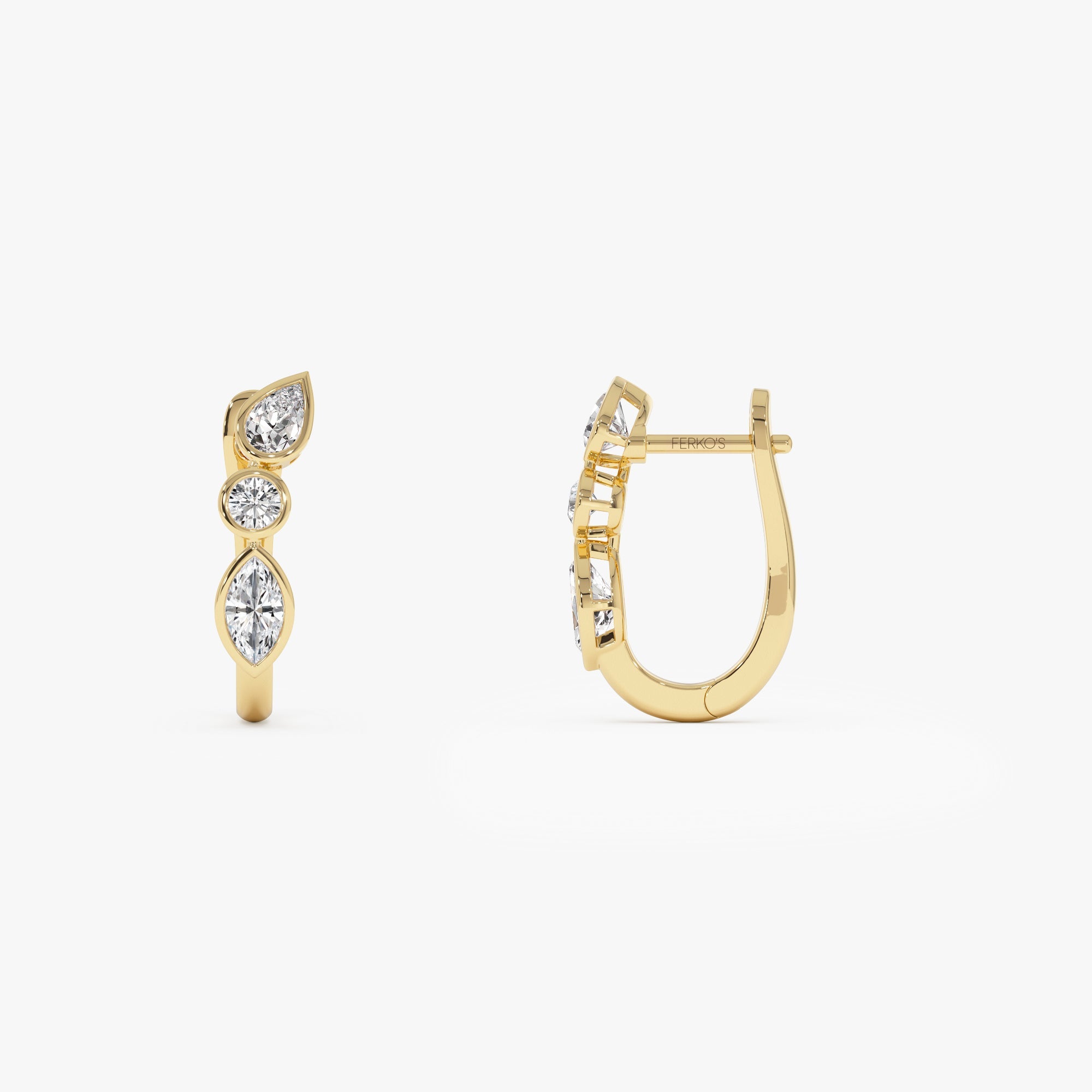 OBFJ0434 - 0.65 ctw 14k Marquise & Round Cut Lab Grown Diamond Hoop Earrings - Illaria 9