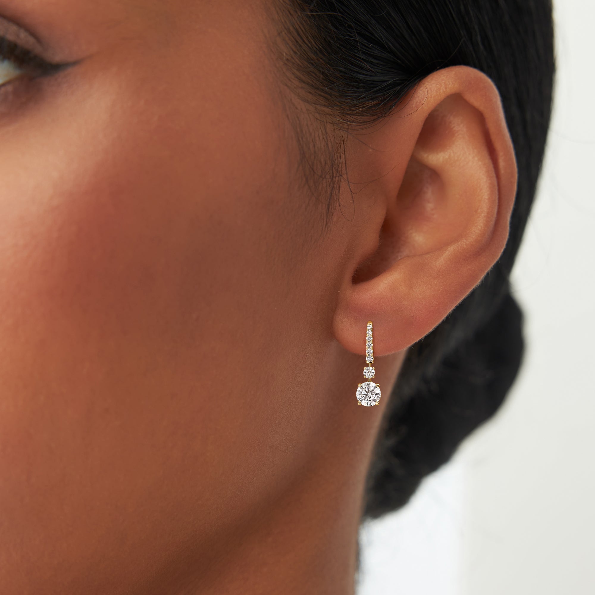 OBFJ0368 - 2.45 Ctw 14k Round Lab Grown Diamond Drop Earrings - Clia 3