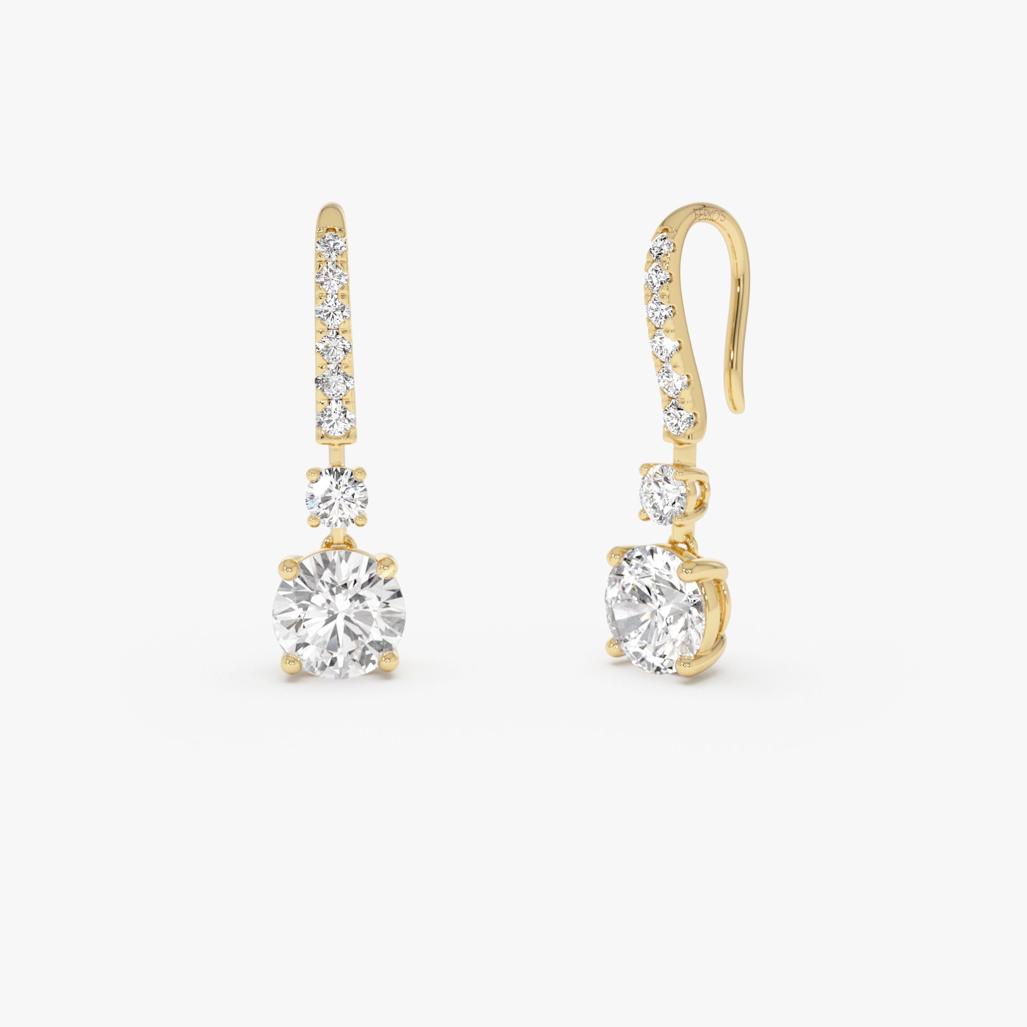 OBFJ0368 - 2.45 Ctw 14k Round Lab Grown Diamond Drop Earrings - Clia 1