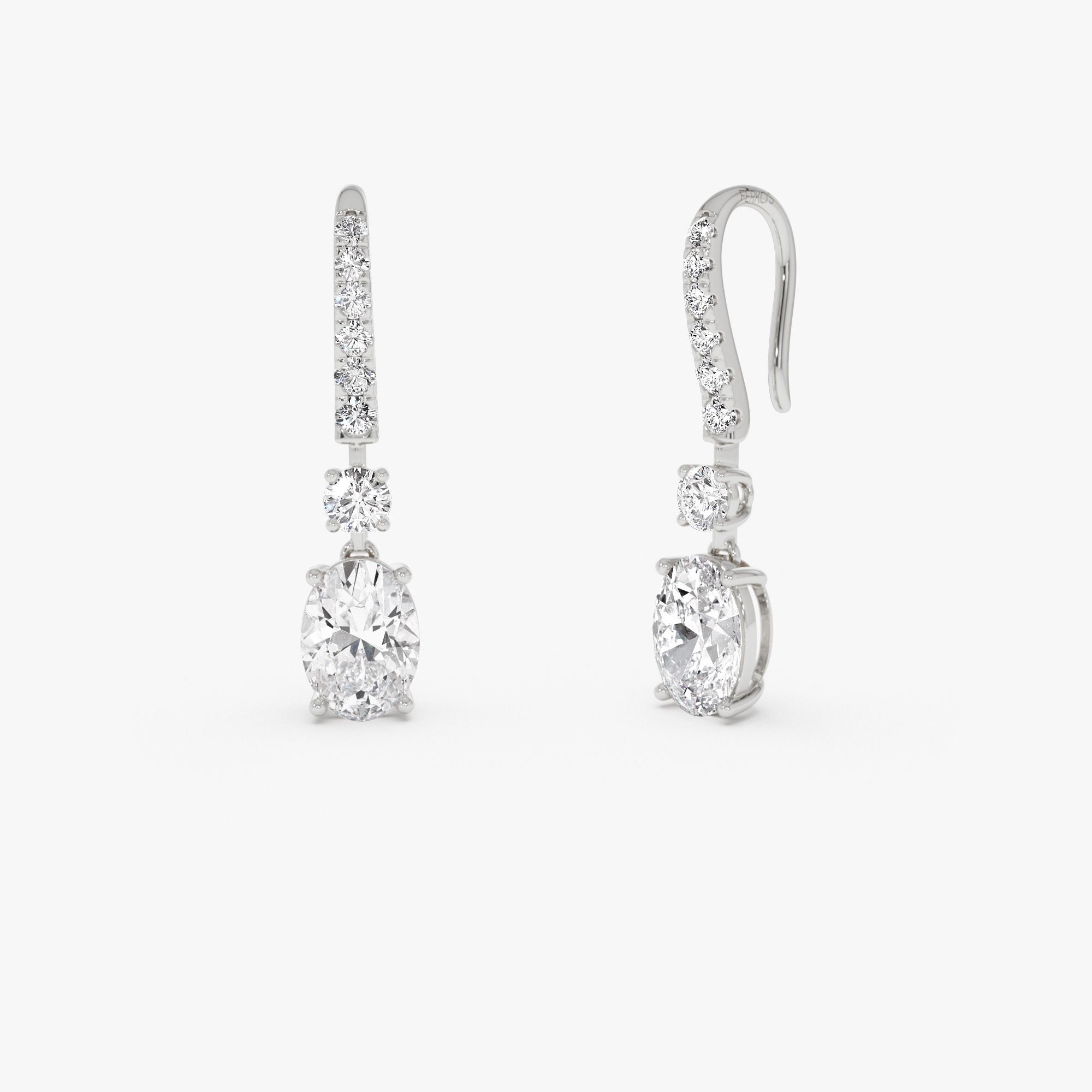 OBFJ0366 - 2.55 Ctw 14k Oval and Round Shape Lab Grown Diamond Drop Earrings - Diva 4