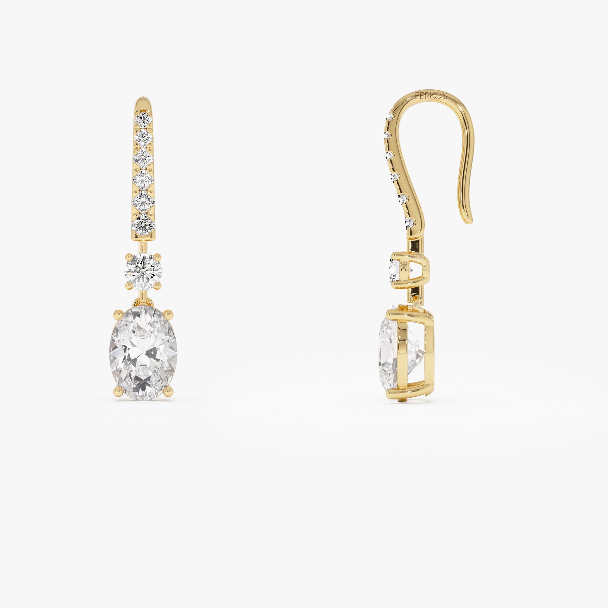 OBFJ0366 - 2.55 Ctw 14k Oval and Round Shape Lab Grown Diamond Drop Earrings - Diva 5