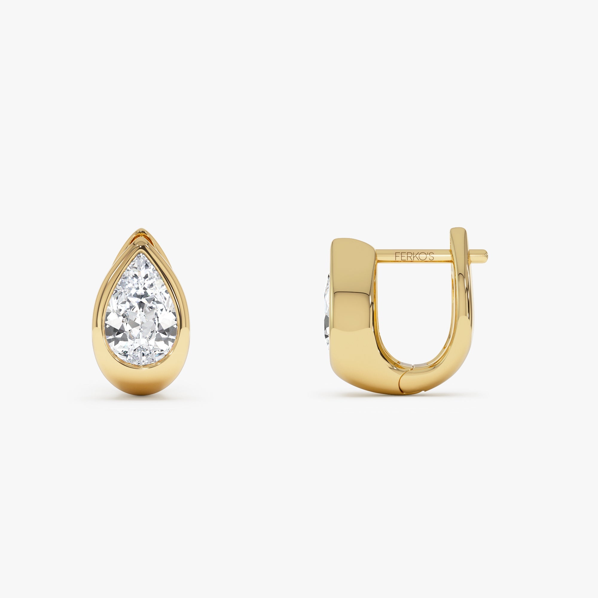 OBFJ0296 - 1.55 Ctw 14K Pear Lab Diamond Bezel Statement Stud Earrings - Adina 7