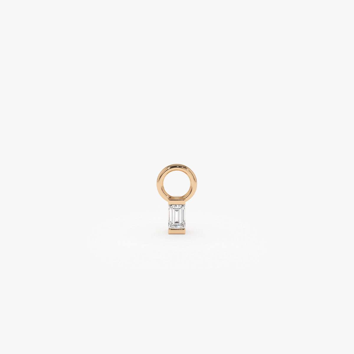 OBFJ1071 - Single Baguette Hoop Charm earrings in selectable metal and diamond options - Roselle Jewelry view 5
