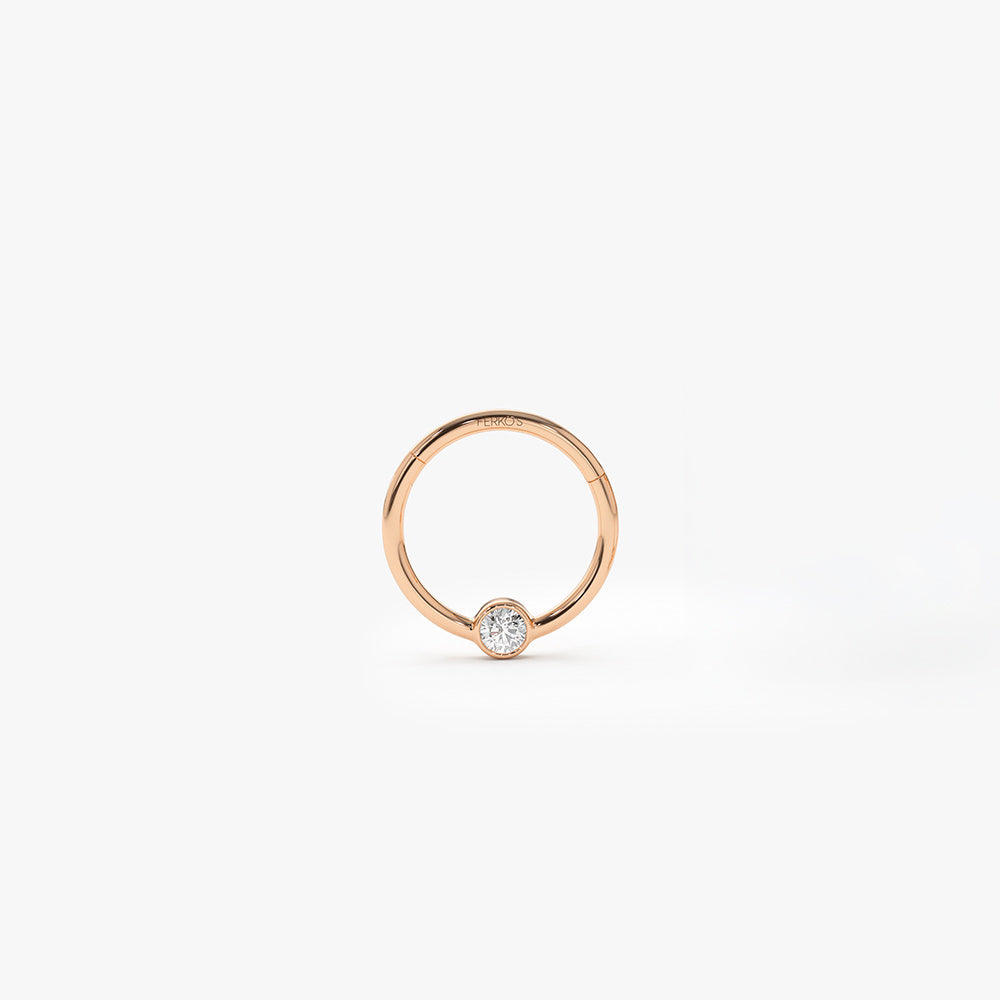 OBFJ0100 - 14K Gold Bezel Diamond Cartilage Hoop (Conch, Helix, Tragus) 2