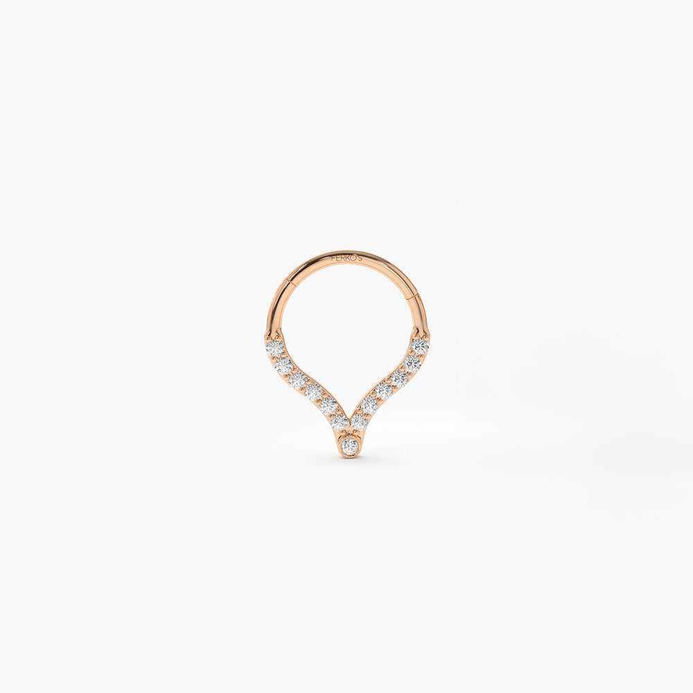 OBFJ0099 - 14K Gold Diamond Teardrop Cartilage Hoop (Conch, Helix, Tragus) 3