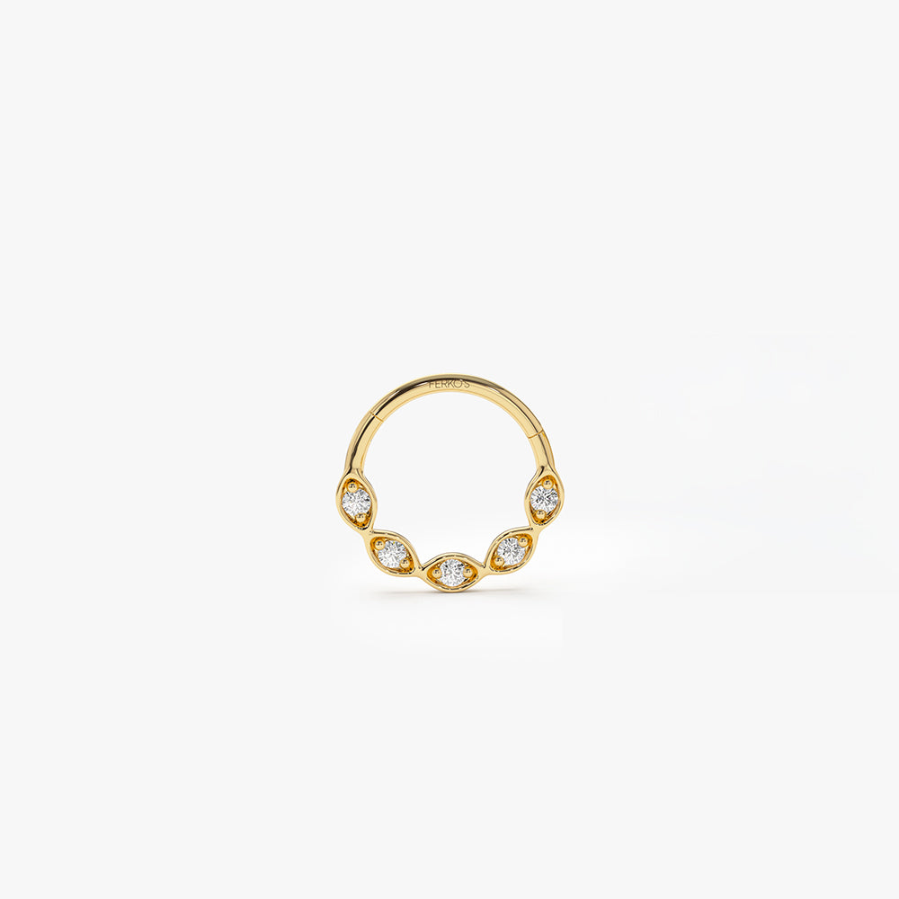 OBFJ0098 - 14K Gold Diamond Cartilage Hoop (Conch, Helix, Tragus) 1