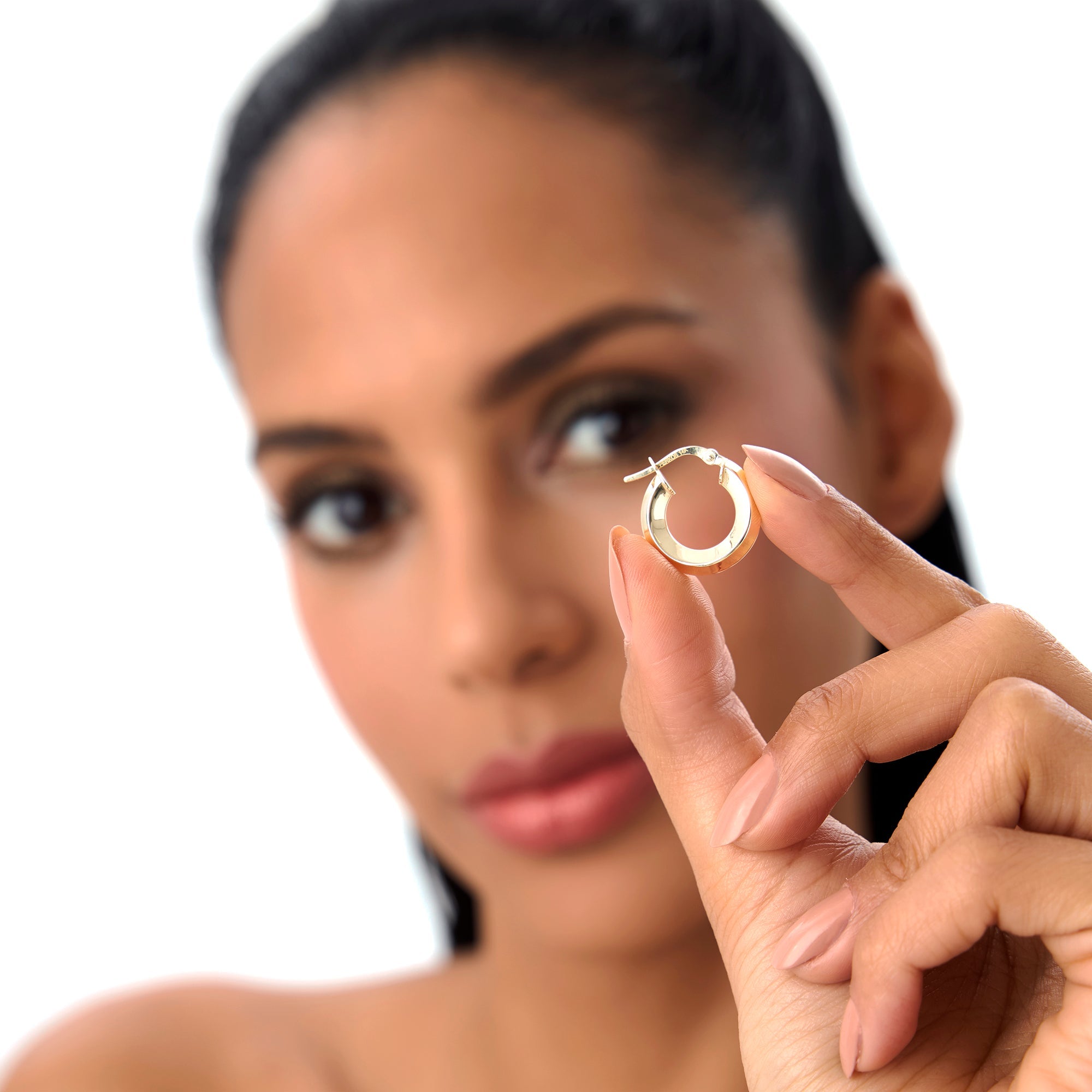 OBFJ0776 - 14k Mirror Finish Hoop Earrings 3