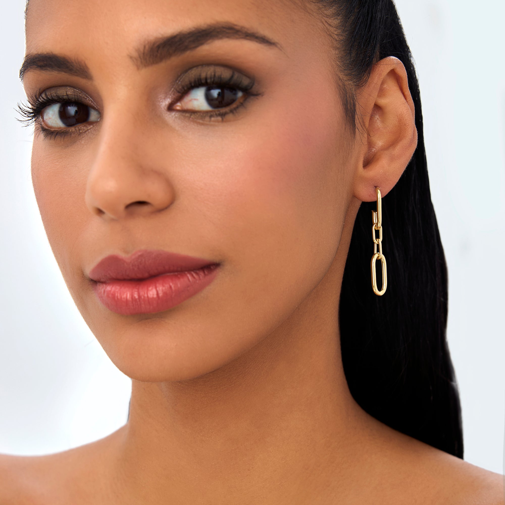 OBFJ0765 - 14k Dangle Link Chain Earrings 4