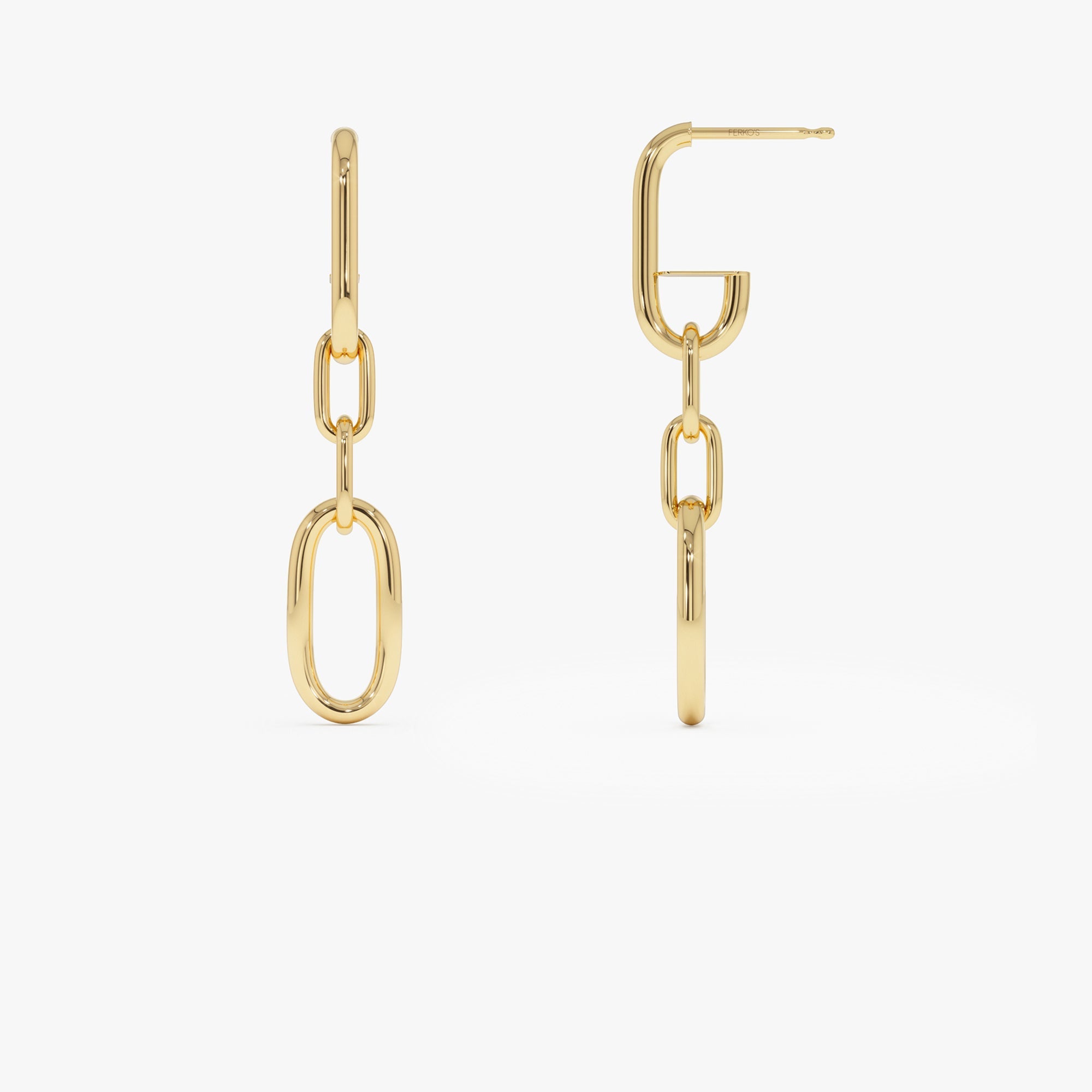 OBFJ0765 - 14k Dangle Link Chain Earrings 6
