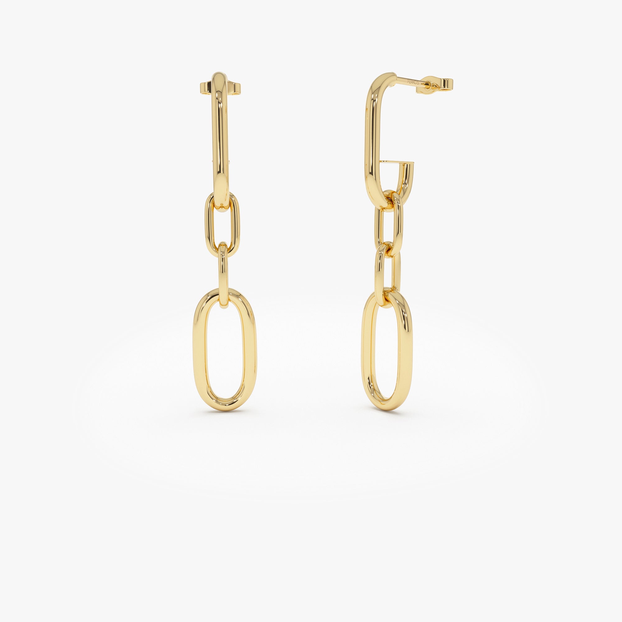 OBFJ0765 - 14k Dangle Link Chain Earrings 1