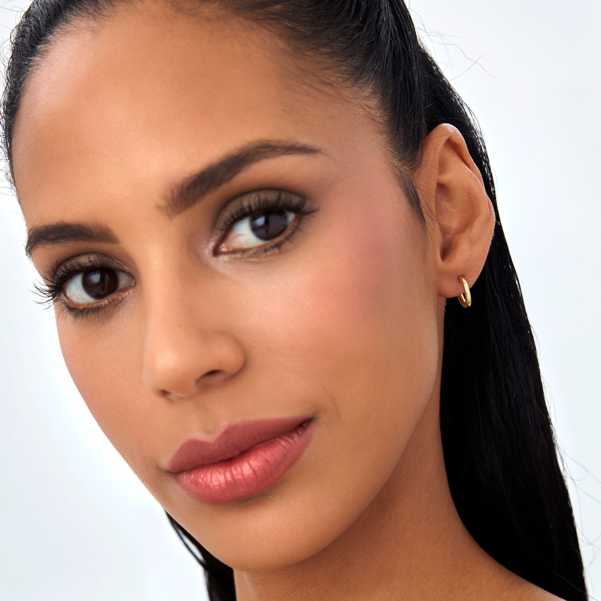 OBFJ0742 - 2MM Dainty Gold Hoops earrings in selectable metal and diamond options - Roselle Jewelry view 2