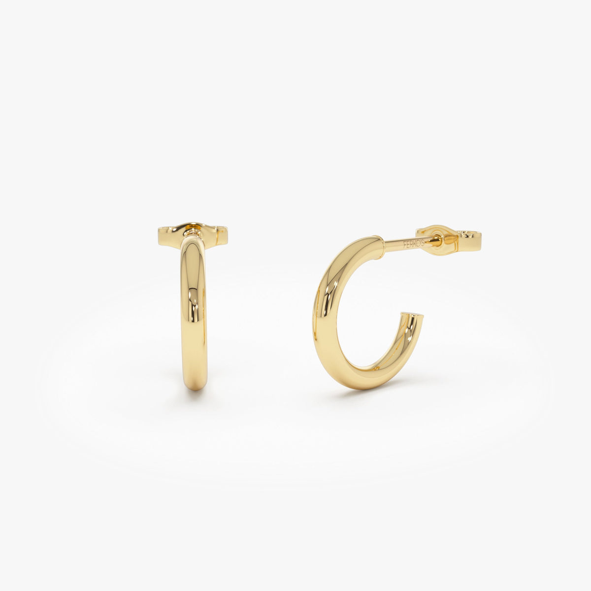 OBFJ0742 - 2MM Dainty Gold Hoops earrings in selectable metal and diamond options - Roselle Jewelry view 1
