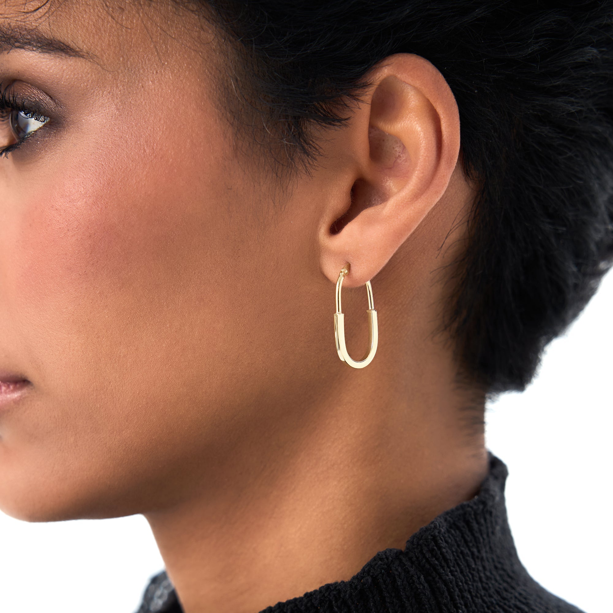 OBFJ0701 - 14K Gold Flat Edge Hoop Earrings 8