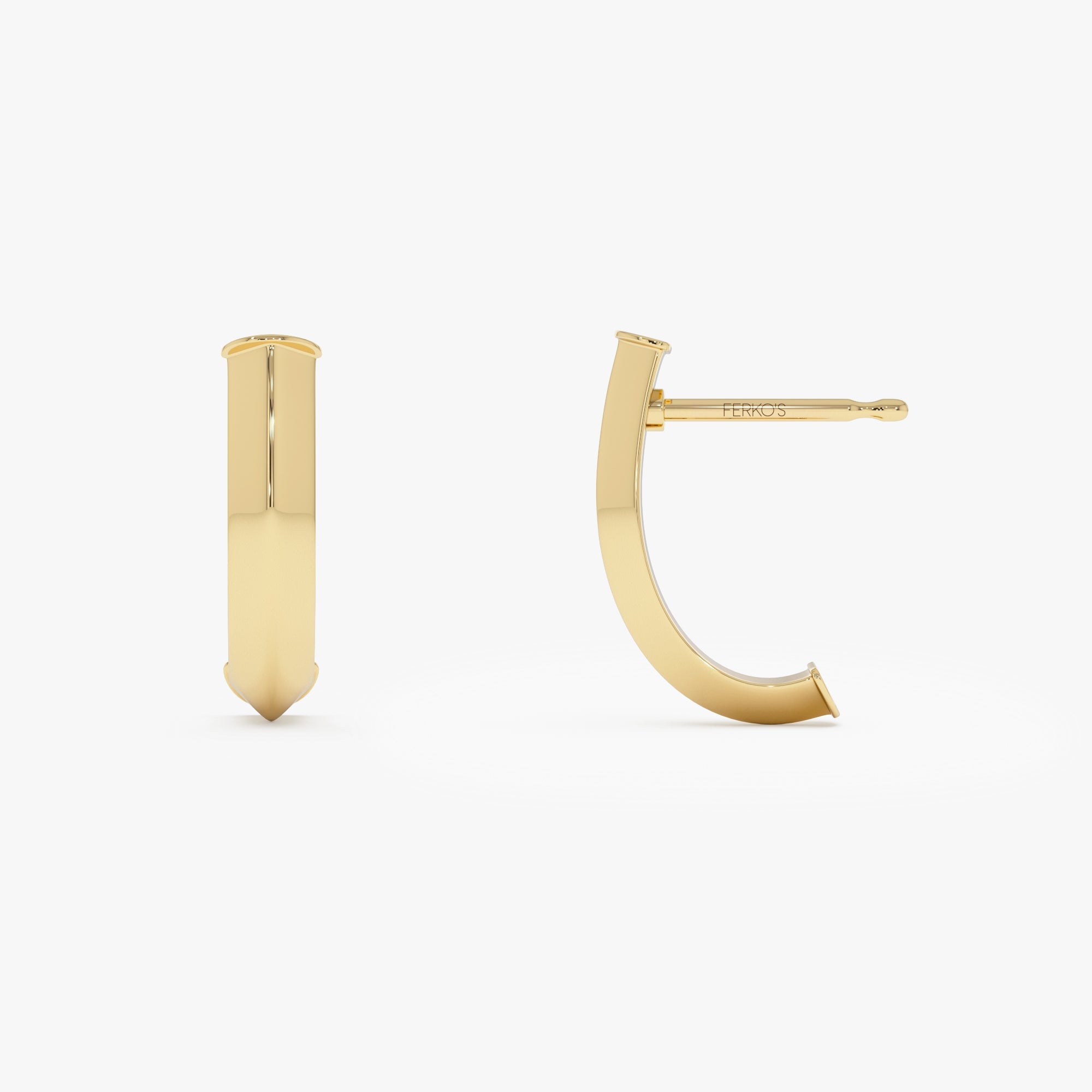 OBFJ0537 - 14K Gold Knife Edge Open Hoops 6