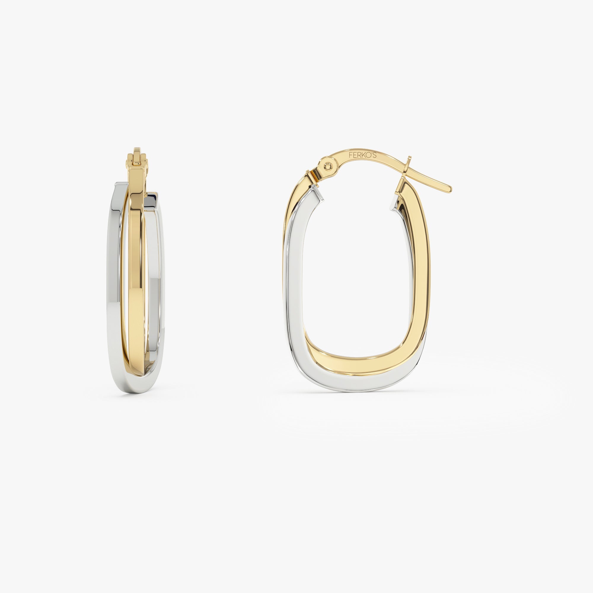 OBFJ0323 - 14k Mixed Metal Gold Hoop Earrings 15MM 7