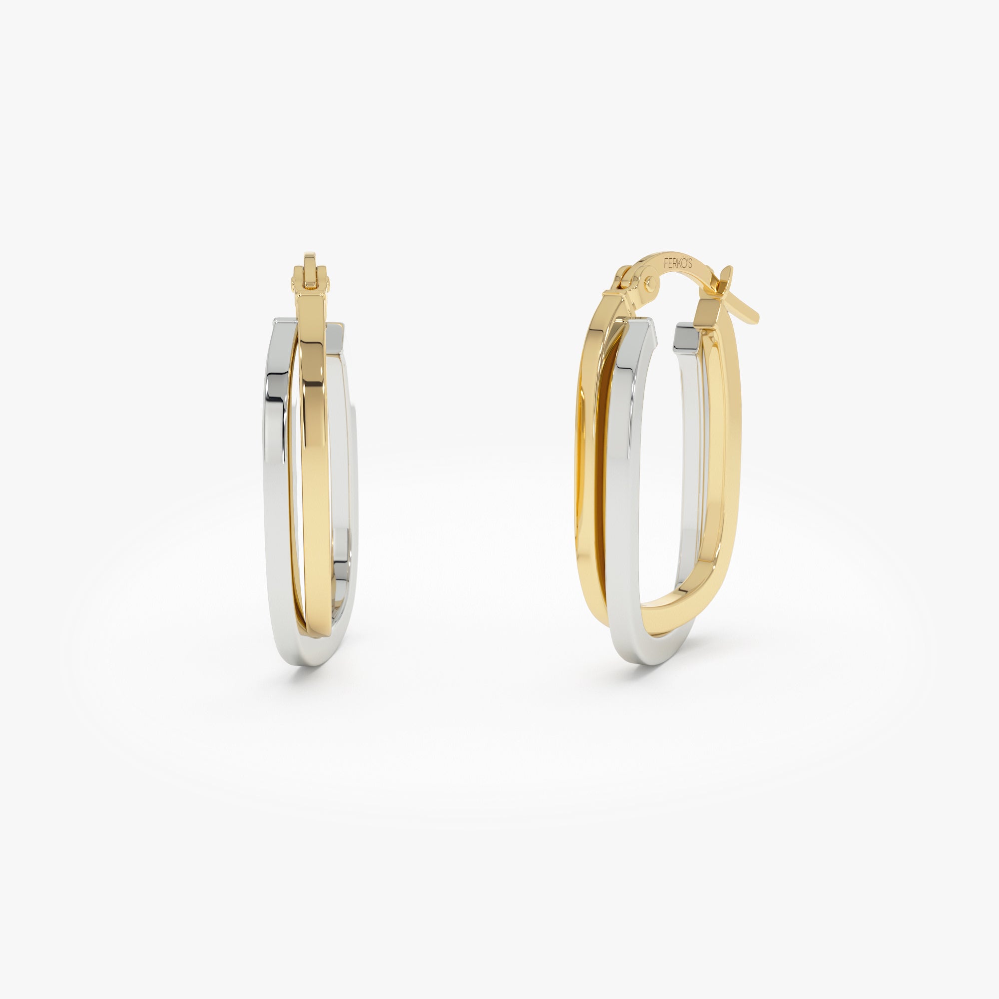 OBFJ0323 - 14k Mixed Metal Gold Hoop Earrings 15MM 1