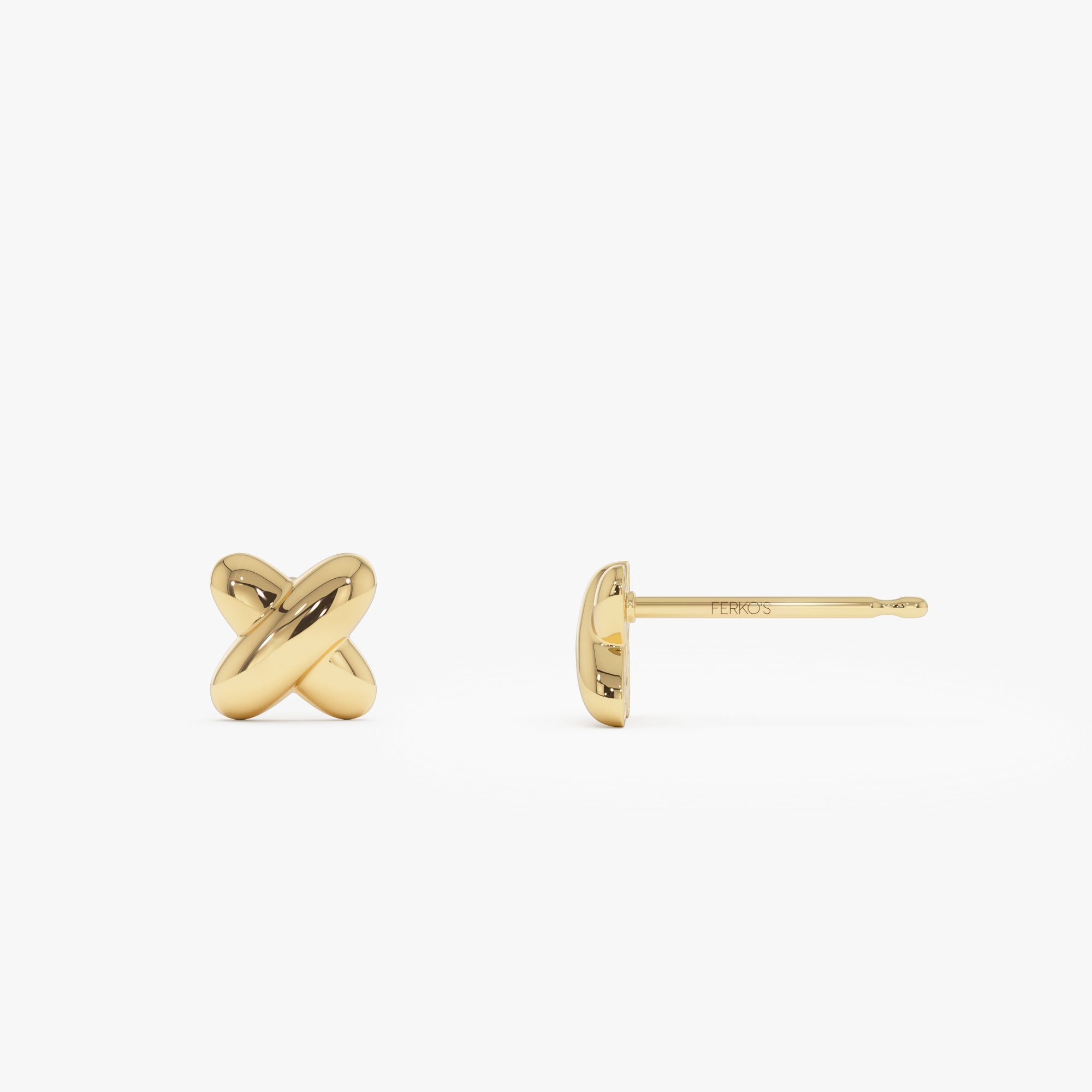 OBFJ0514 - 14K Gold X Stud Earrings 9