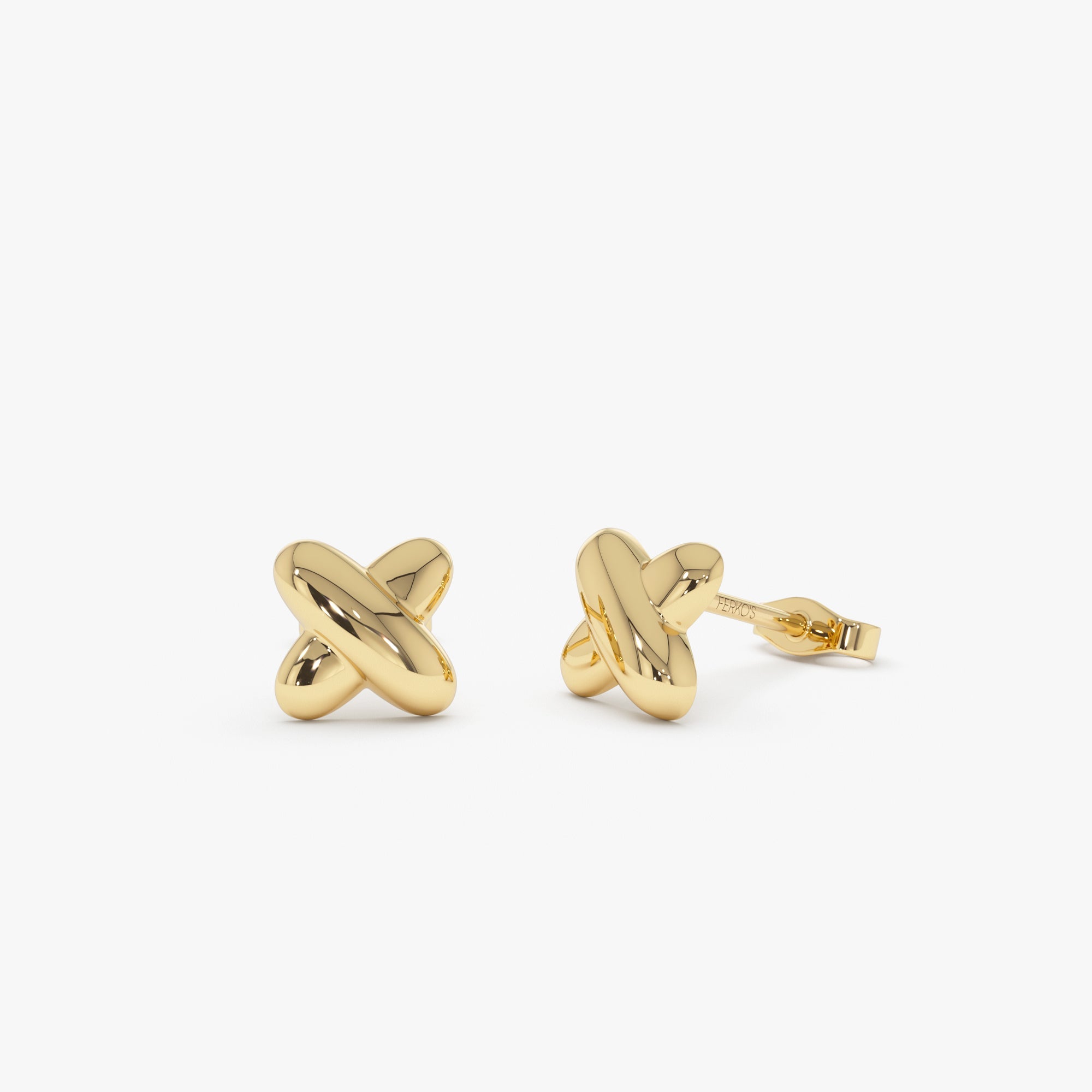 OBFJ0514 - 14K Gold X Stud Earrings 1