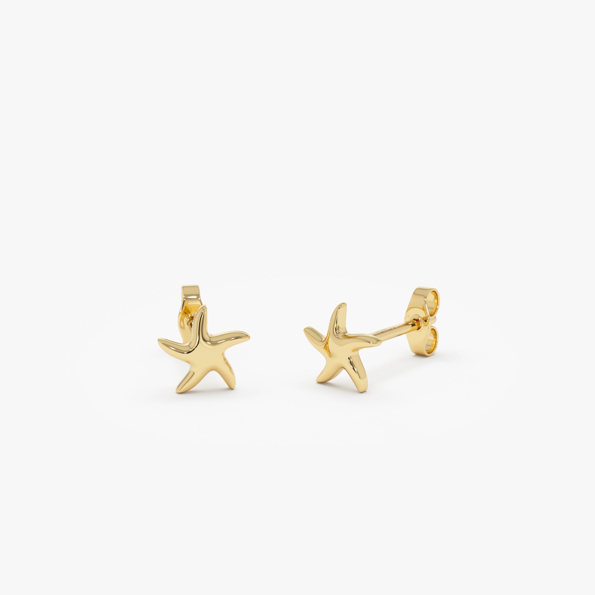 OBFJ0448 - 14K Gold Starfish Stud Earrings 7