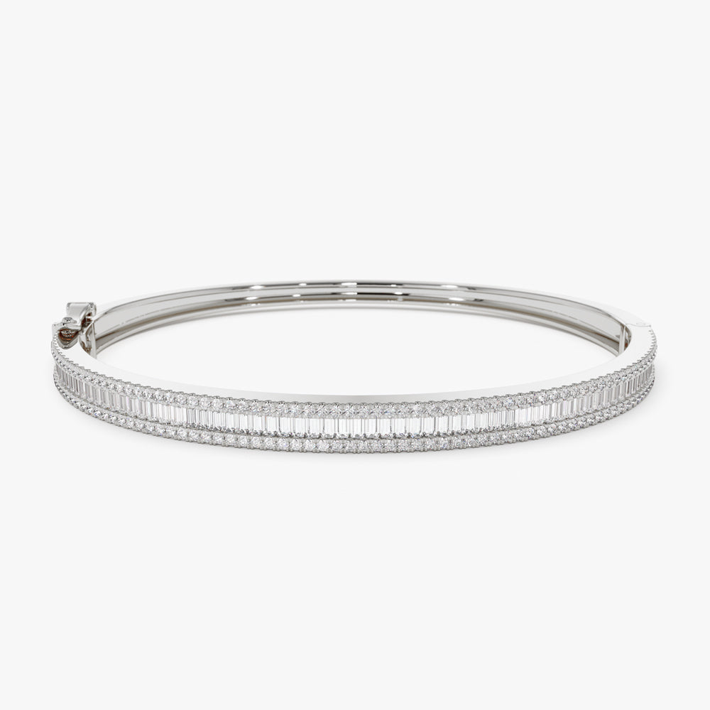OBFJ1520 - 14k Half Eternity Baguette and Round Diamond Bangle 7