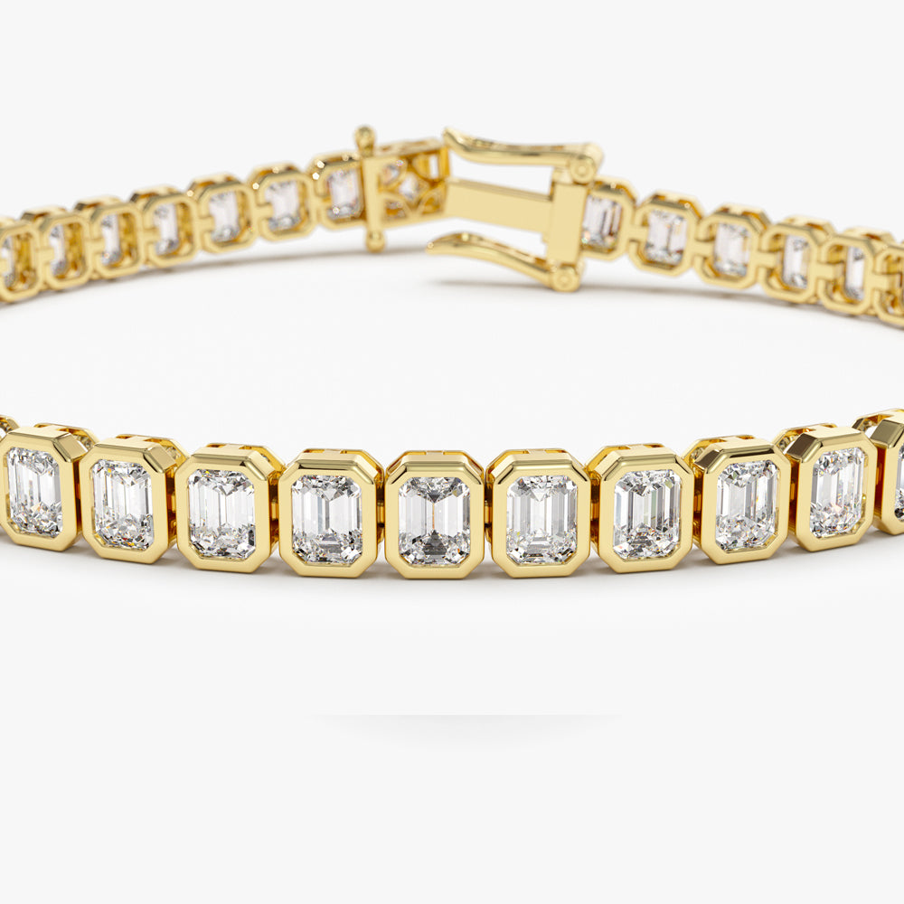 OBFJ0347 - 5.75 ctw 14k Lab Grown Emerald Cut Diamond Tennis Bracelet - Jenna 8
