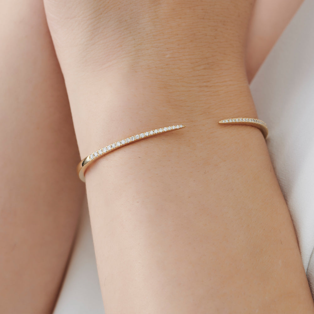 OBFJ1517 - Cuff Diamond Bangle Bracelet 0.50 ctw bracelets in selectable metal and diamond options - Roselle Jewelry view 2