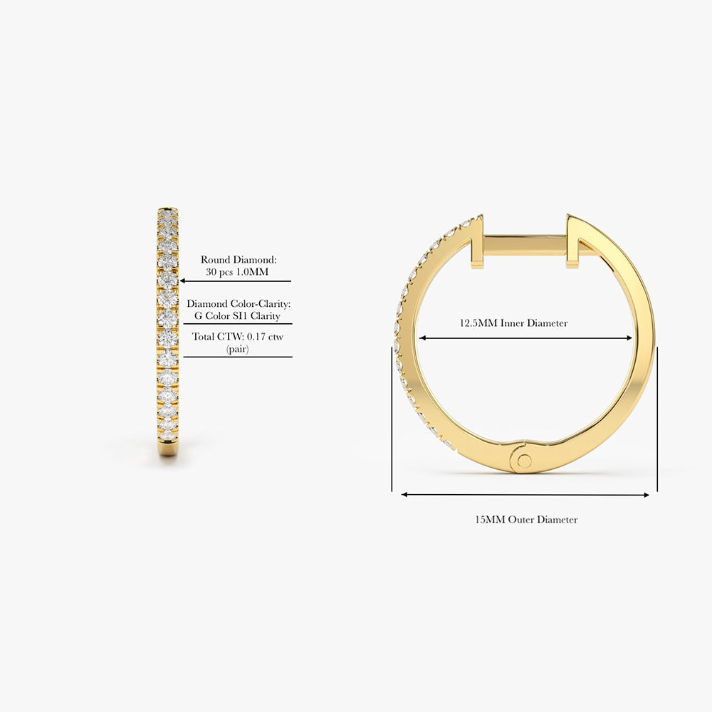 OBFJ1982 - 14k Medium Diamond Hoop Earrings 7