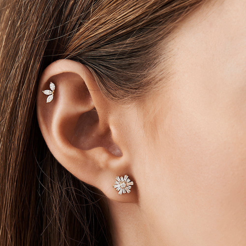OBFJ2128 - Tapered Baguette Unique Diamond Earrings earrings in selectable metal and diamond options - Roselle Jewelry view 3