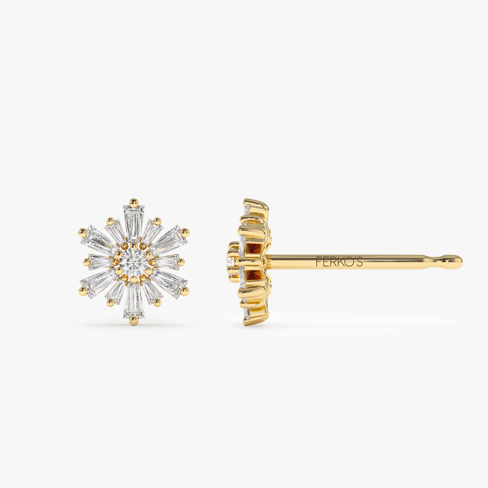 OBFJ2128 - Tapered Baguette Unique Diamond Earrings earrings in selectable metal and diamond options - Roselle Jewelry view 8