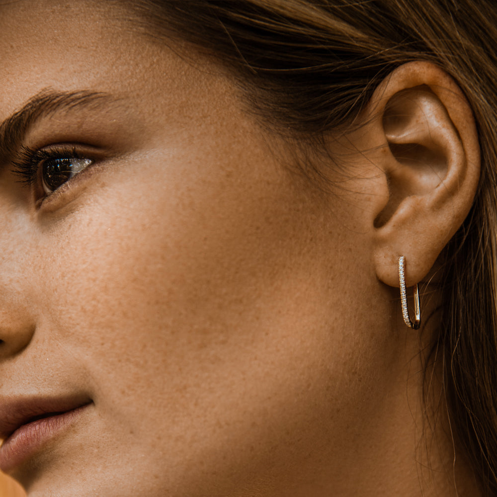 OBFJ2114 - 14k Paperclip Diamond Hoop Earrings 4