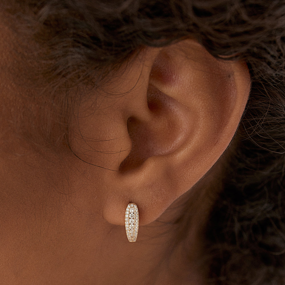 OBFJ1505 - Cute Diamond Huggie Earrings earrings in selectable metal and diamond options - Roselle Jewelry view 3