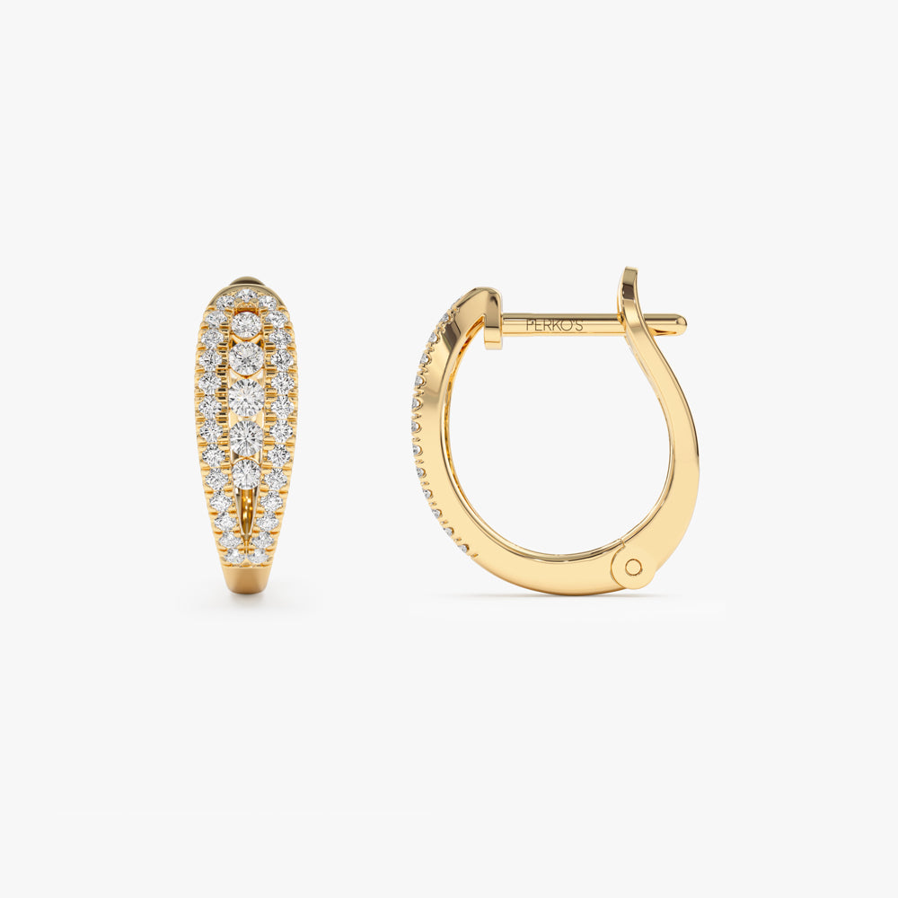 OBFJ1505 - Cute Diamond Huggie Earrings earrings in selectable metal and diamond options - Roselle Jewelry view 6