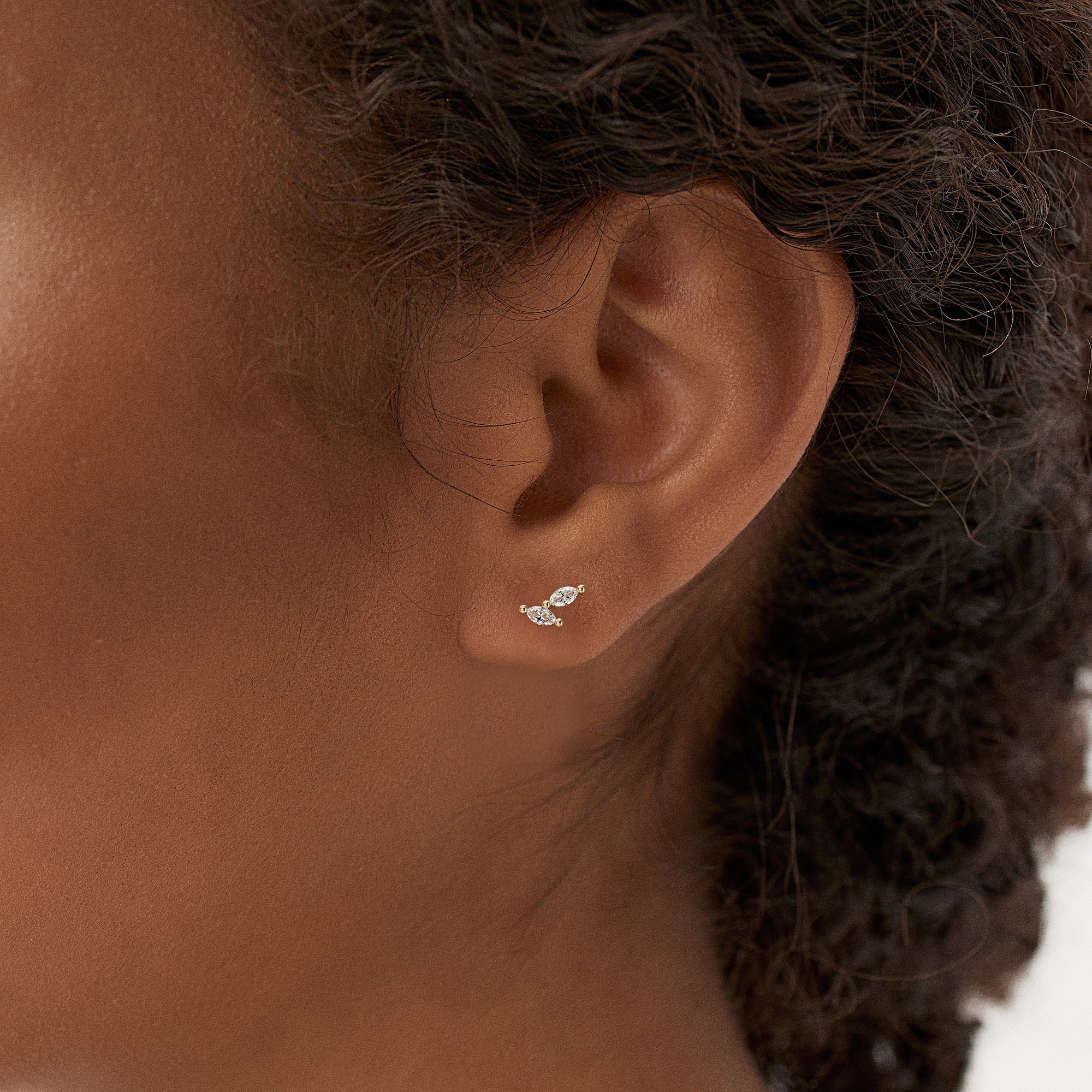 OBFJ0754 - 14k Unique Double Marquise Diamond Studs 3