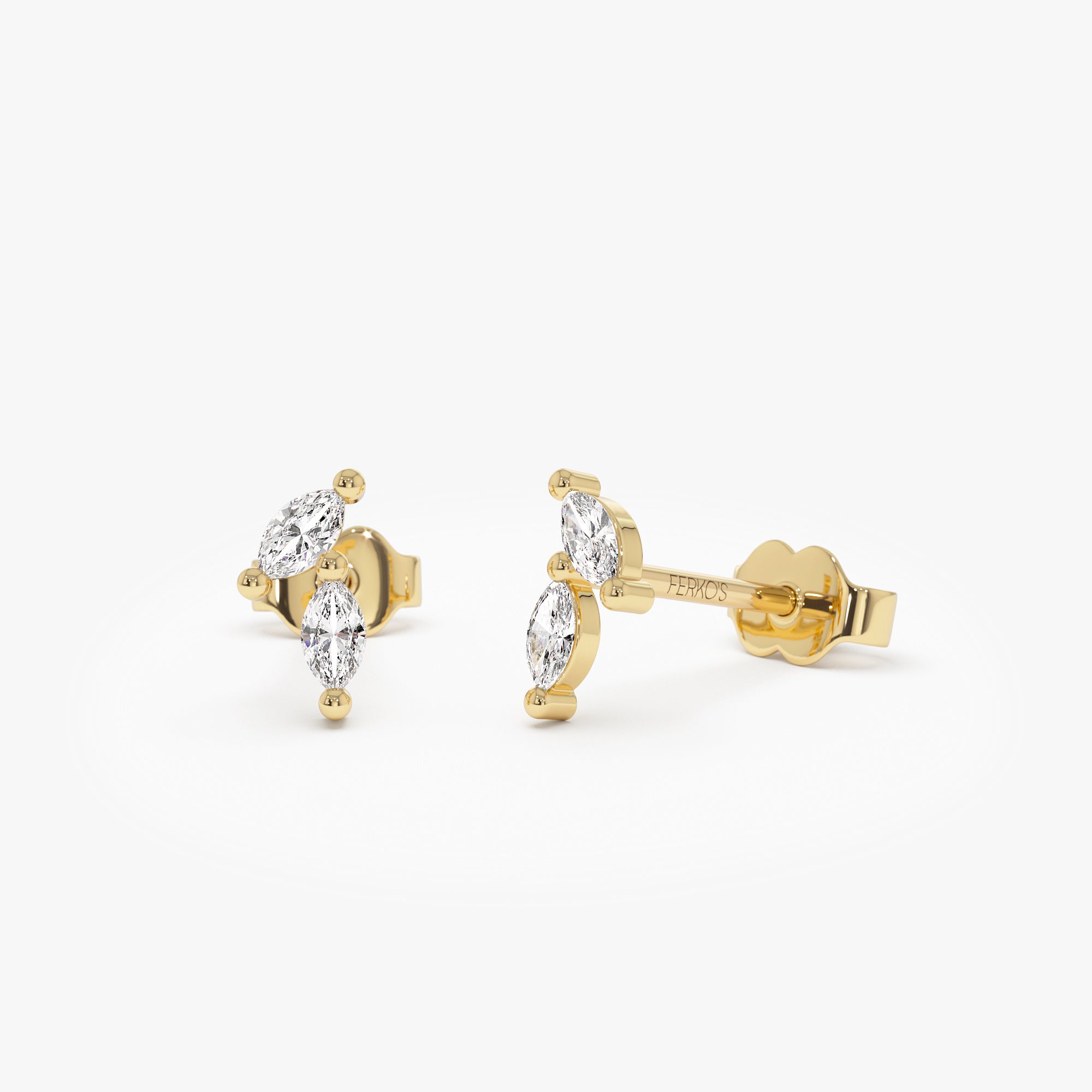 OBFJ0754 - 14k Unique Double Marquise Diamond Studs 1