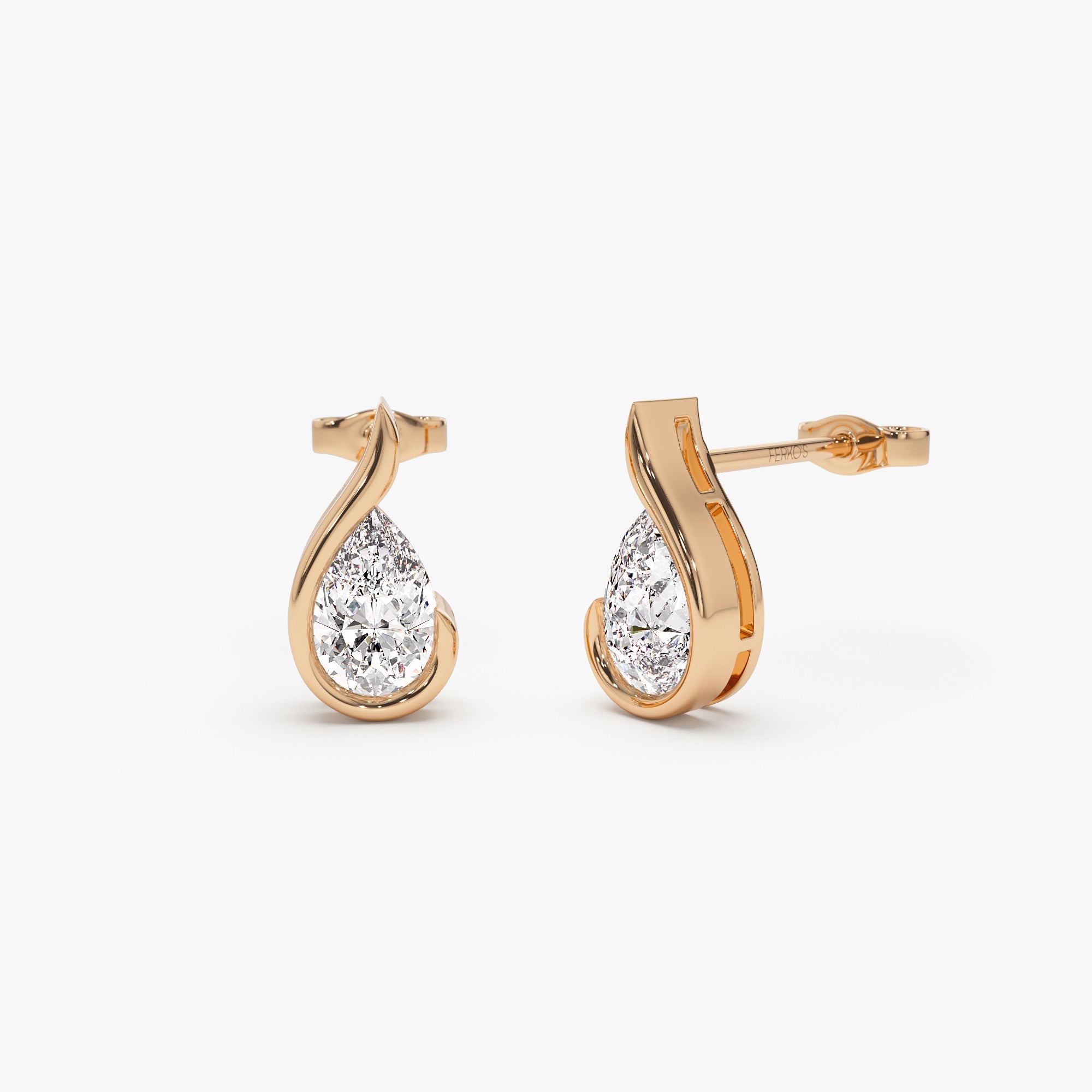 OBFJ0972 - 1.50 ctw 14k Pear Shaped Unique Lab Grown Diamond Studs - Eden 6
