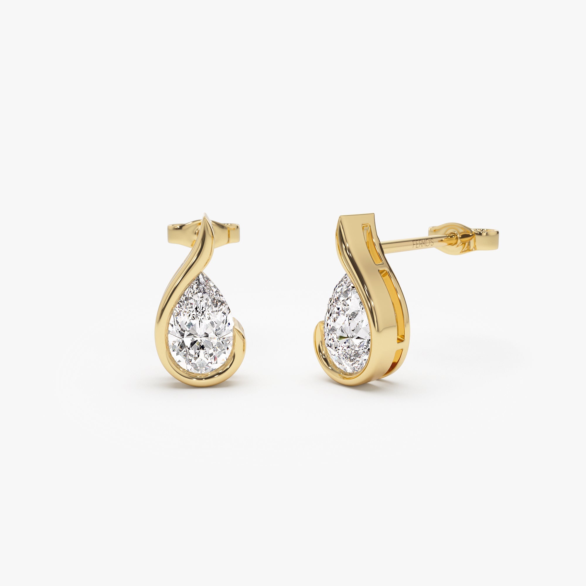 OBFJ0972 - 1.50 ctw 14k Pear Shaped Unique Lab Grown Diamond Studs - Eden 1