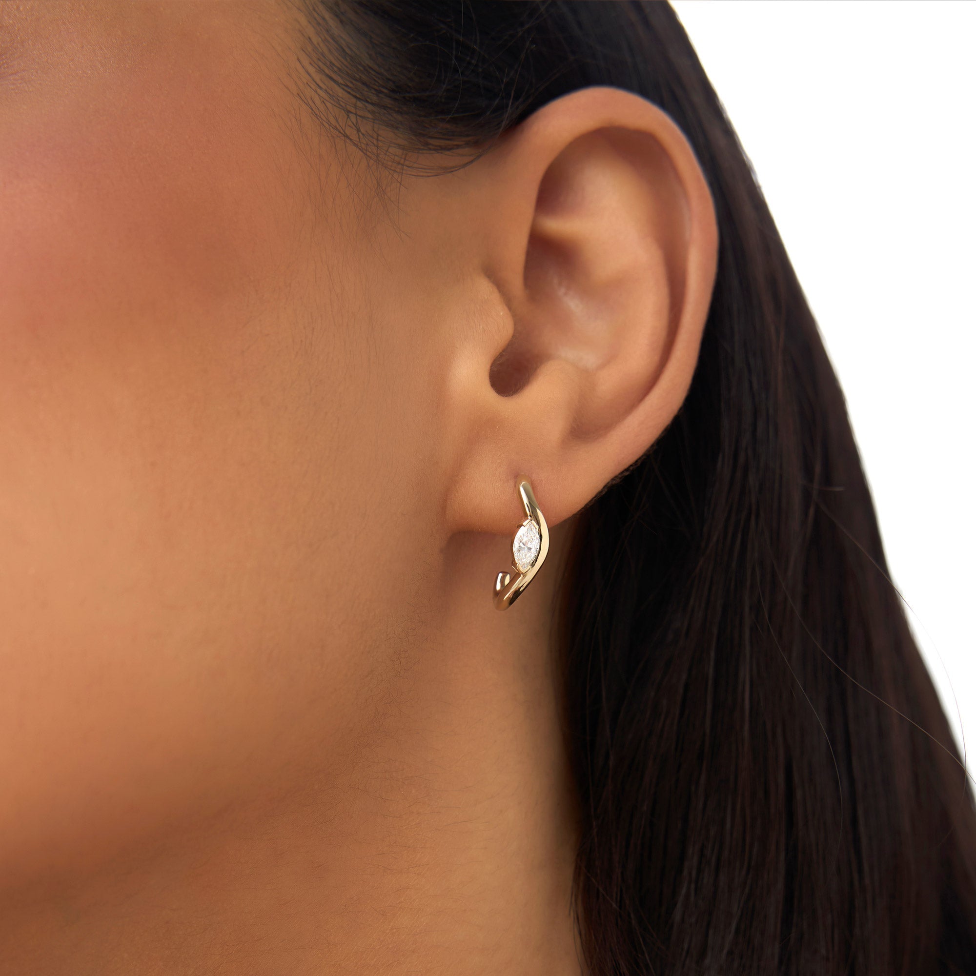 OBFJ0979 - 0.60 ctw 14k Marquise Shapes Lab Grown Swivel J Hoops - Emery 4